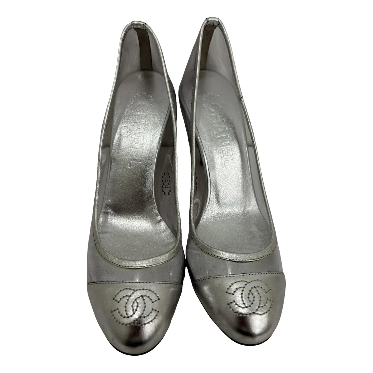 Pre-owned Chanel Leather Heels In Silver