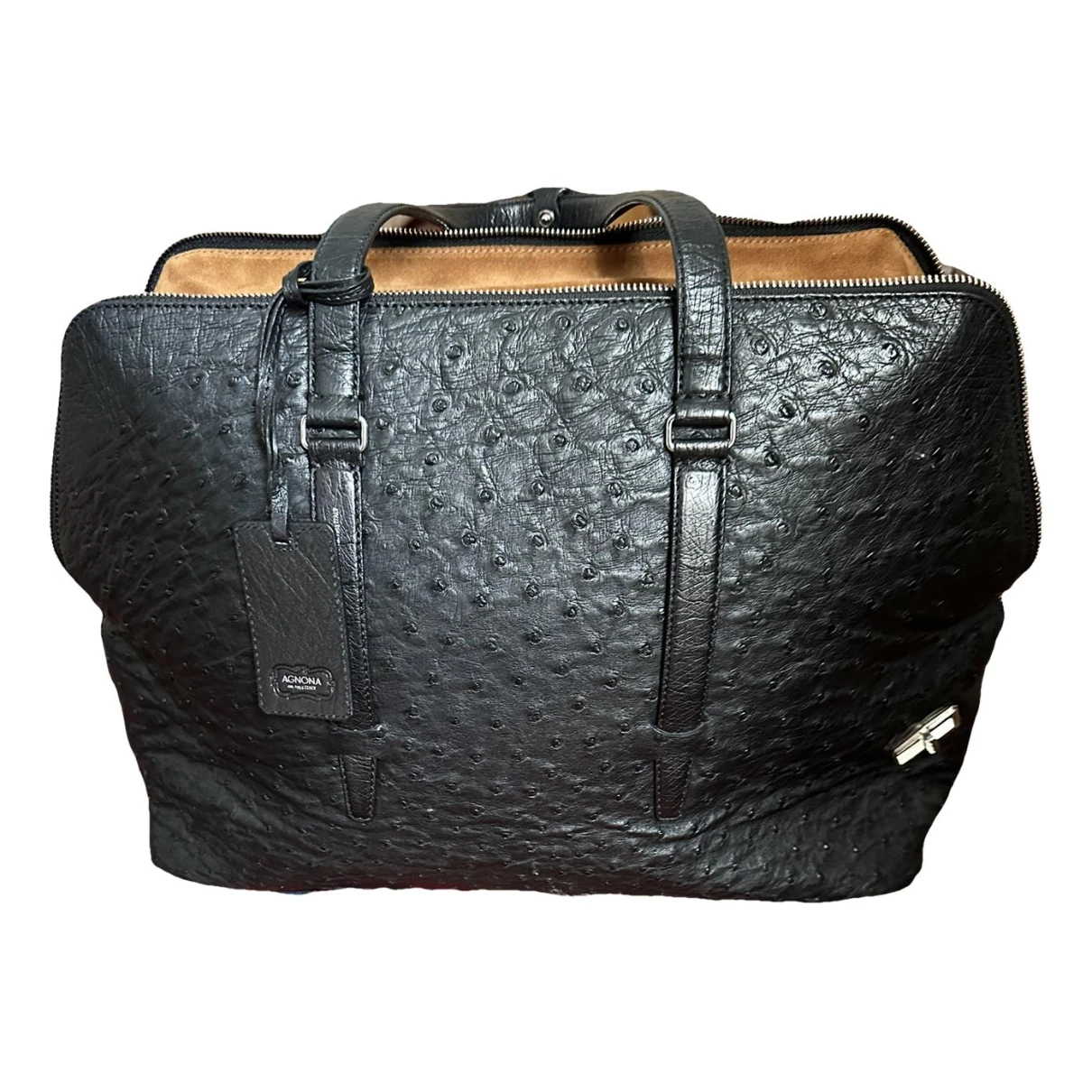 Pre-owned Agnona Leather Handbag In Black