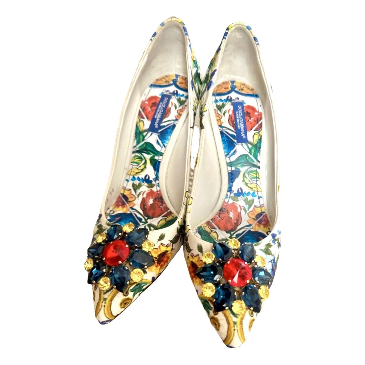 Pre-owned Dolce & Gabbana Taormina Cloth Heels In Multicolour