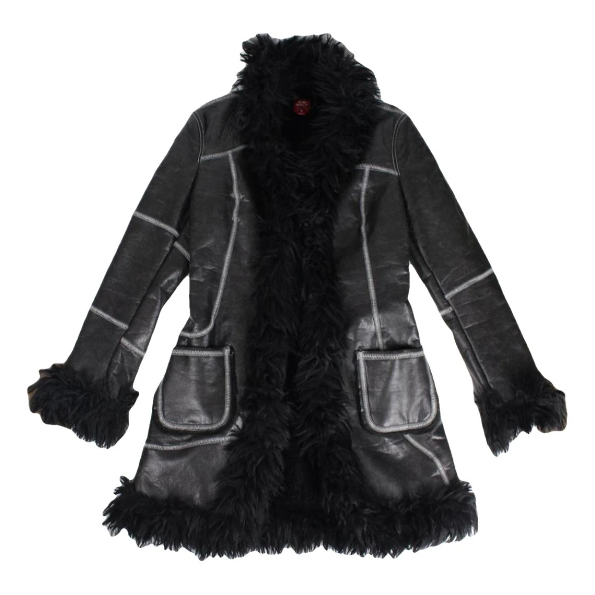 Pre-owned Miss Sixty Faux Fur Coat In Black