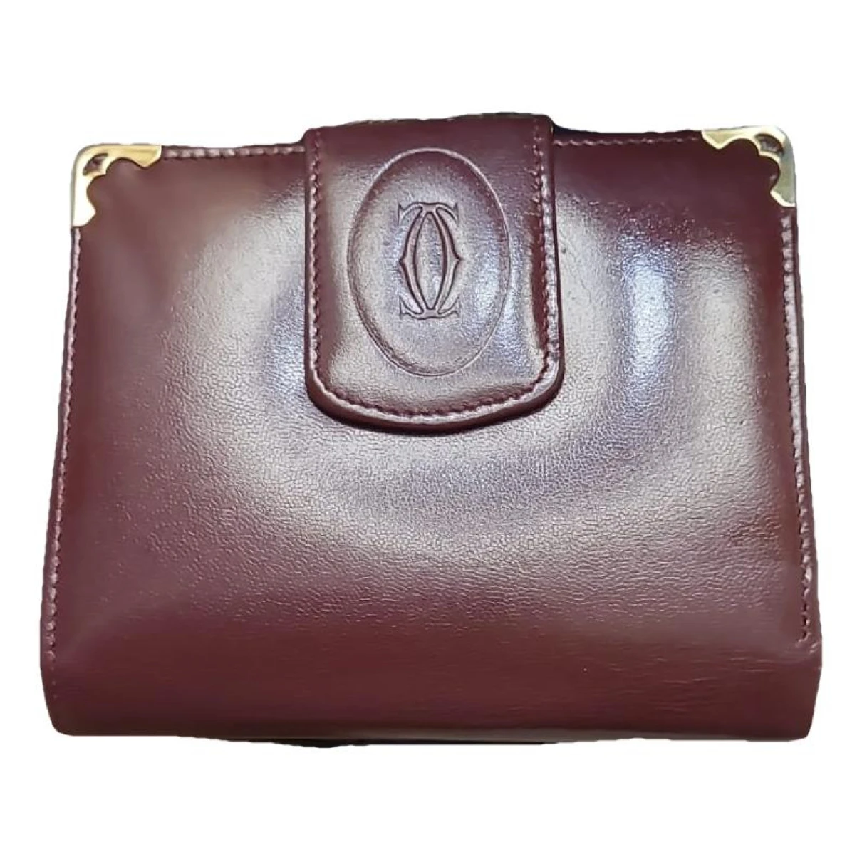 Pre-owned Cartier Leather Clutch In Burgundy