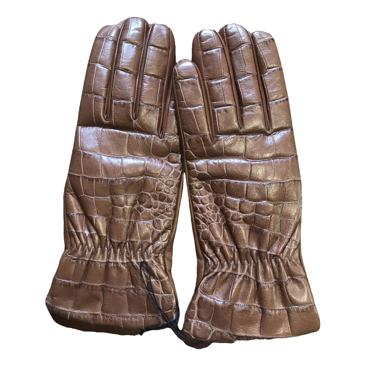 Pre-owned Bottega Veneta Leather Gloves In Beige
