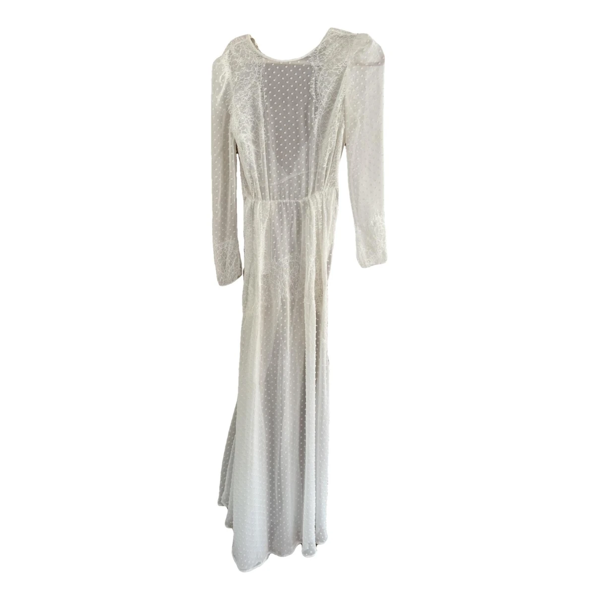Pre-owned Elisabetta Franchi Lace Maxi Dress In White
