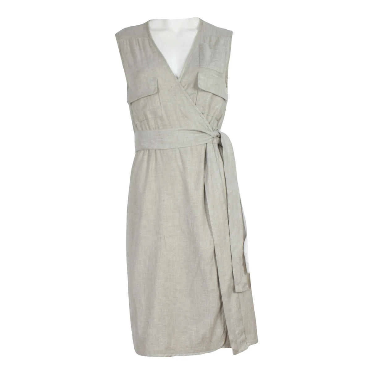 Pre-owned Diane Von Furstenberg Linen Mid-length Dress In Beige