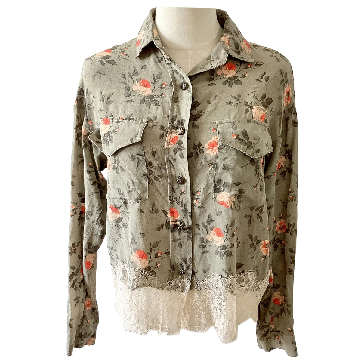 Pre-owned The Kooples Blouse In Khaki