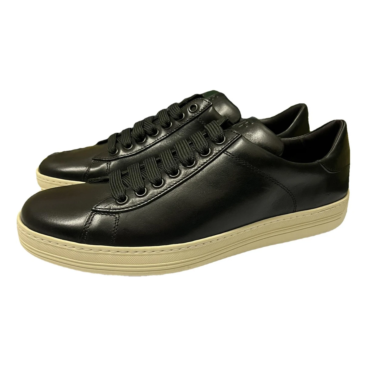 Pre-owned Tom Ford Leather Low Trainers In Black