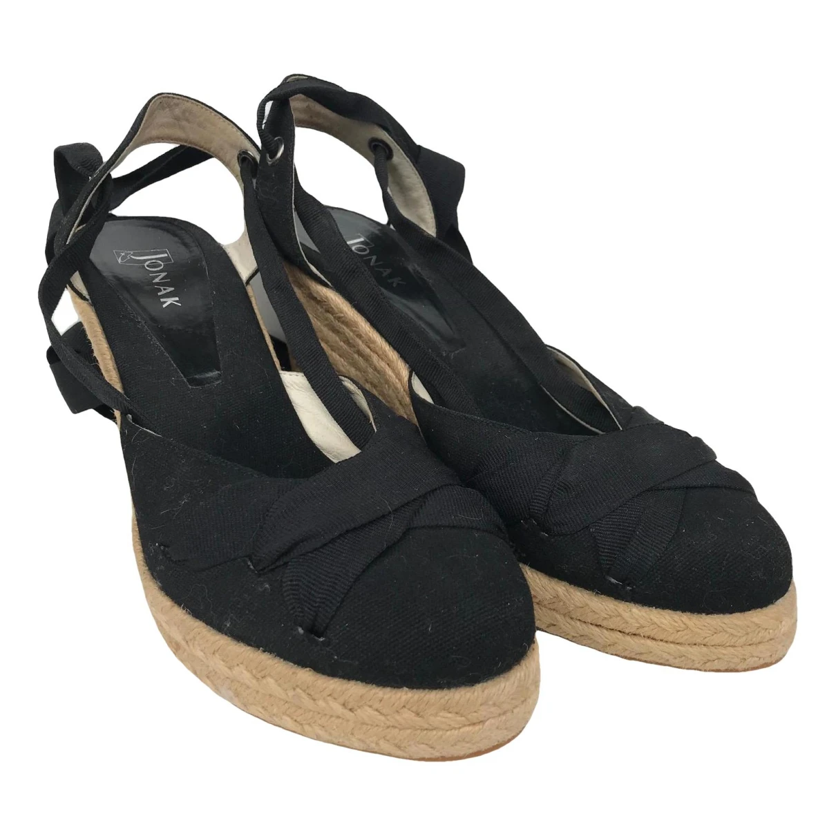 Pre-owned Jonak Cloth Sandals In Black