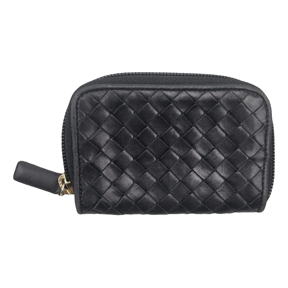 Pre-owned Bottega Veneta Intrecciato Leather Wallet In Black