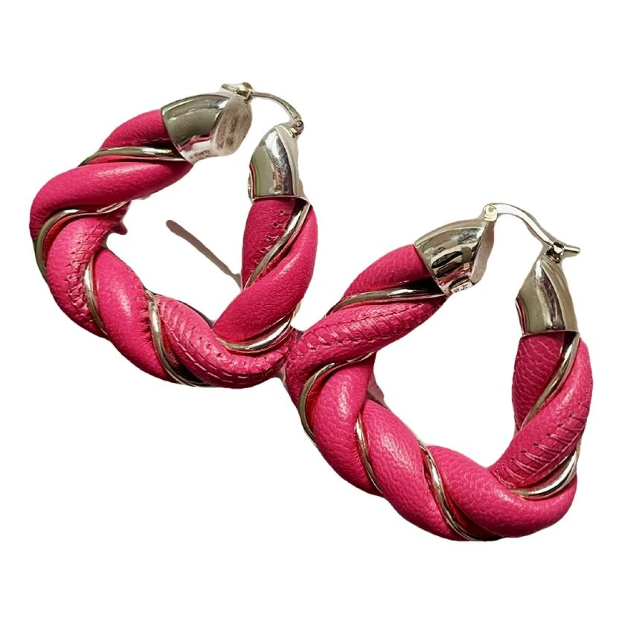 Pre-owned Bottega Veneta Twist Silver Earrings In Pink