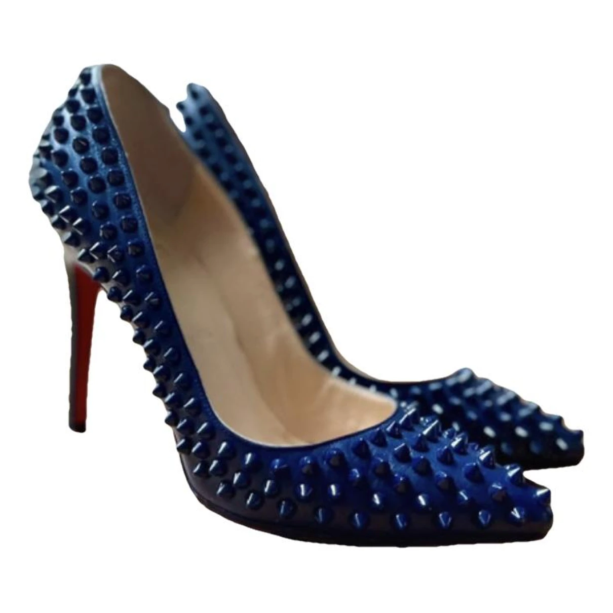 Pre-owned Christian Louboutin Pigalle Leather Heels In Blue