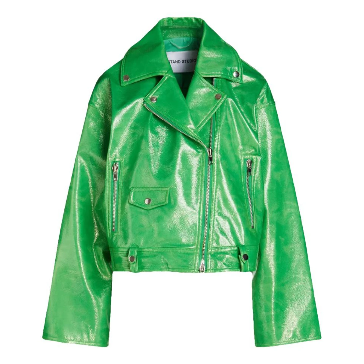 Pre-owned Stand Studio Vegan Leather Jacket In Green