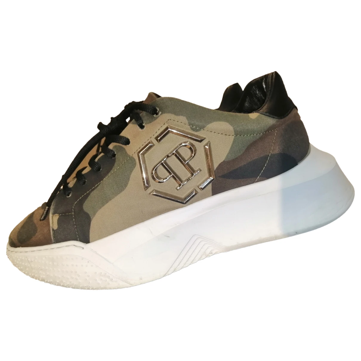 Pre-owned Philipp Plein Luxury Leather Trainers In Khaki