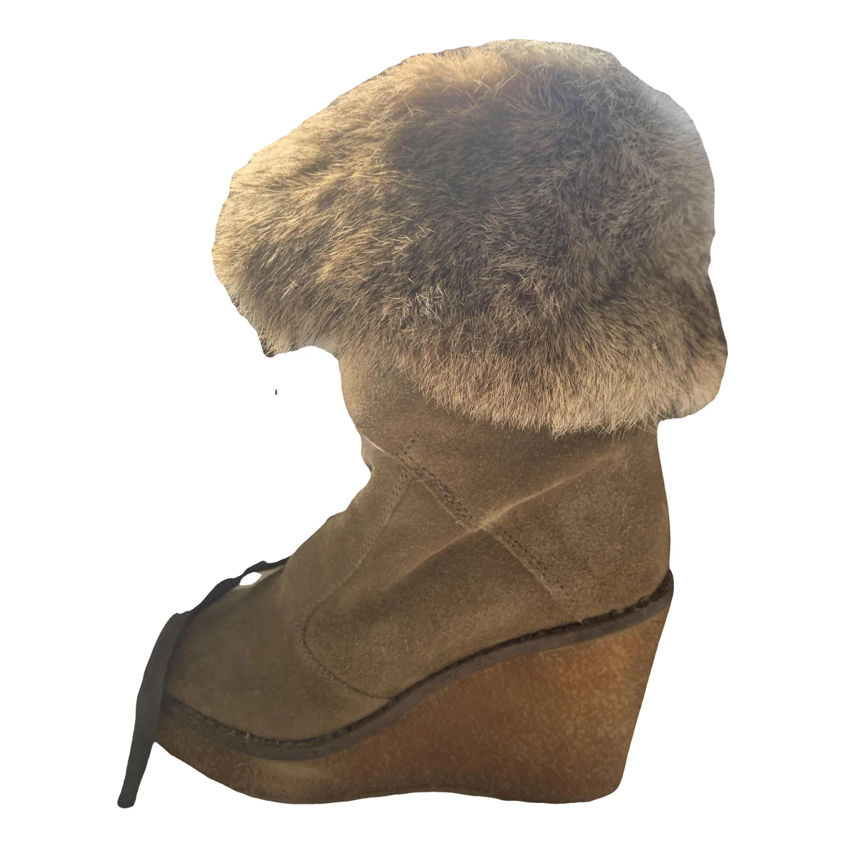 Pre-owned Serafini Leather Snow Boots In Camel