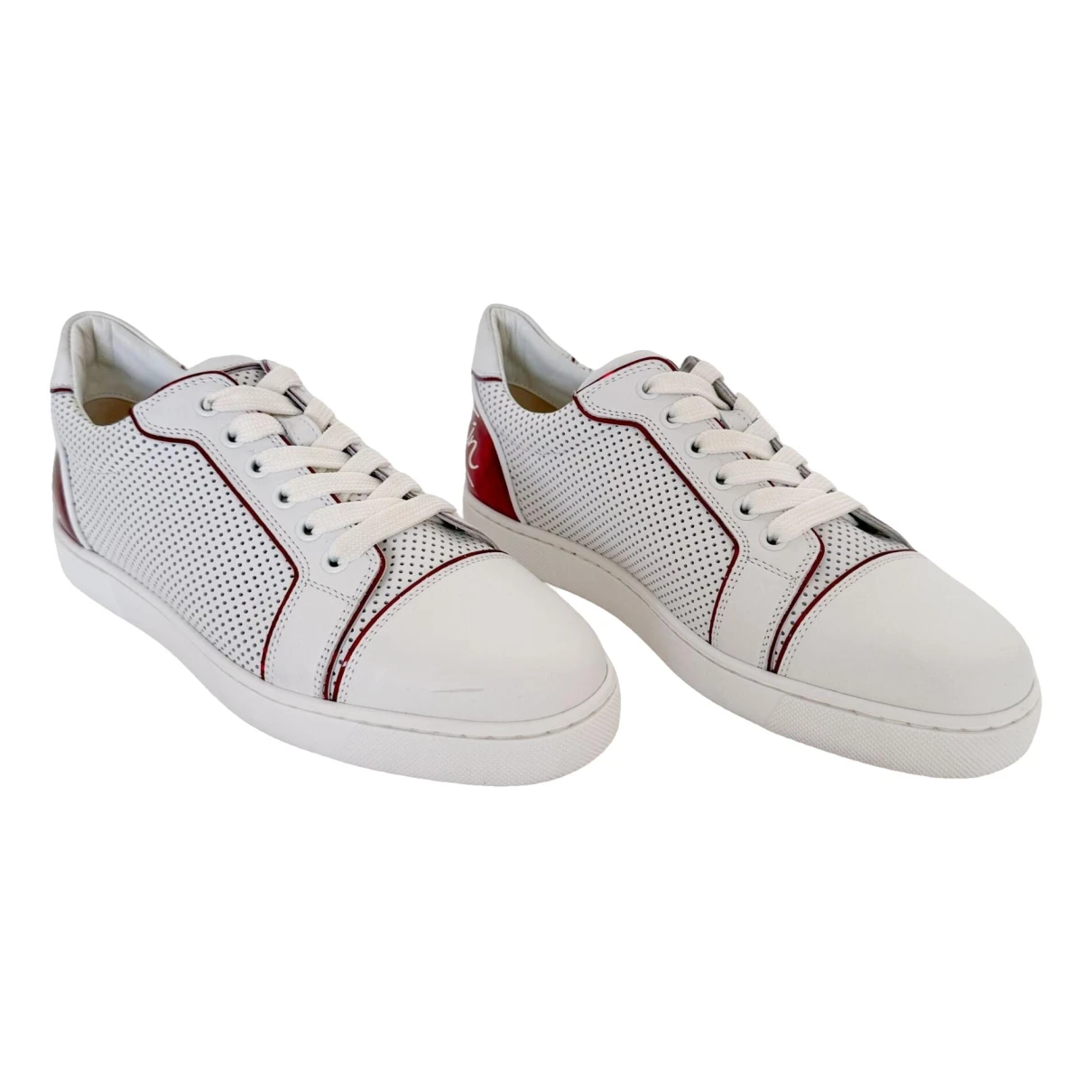 Pre-owned Christian Louboutin Leather Flats In White