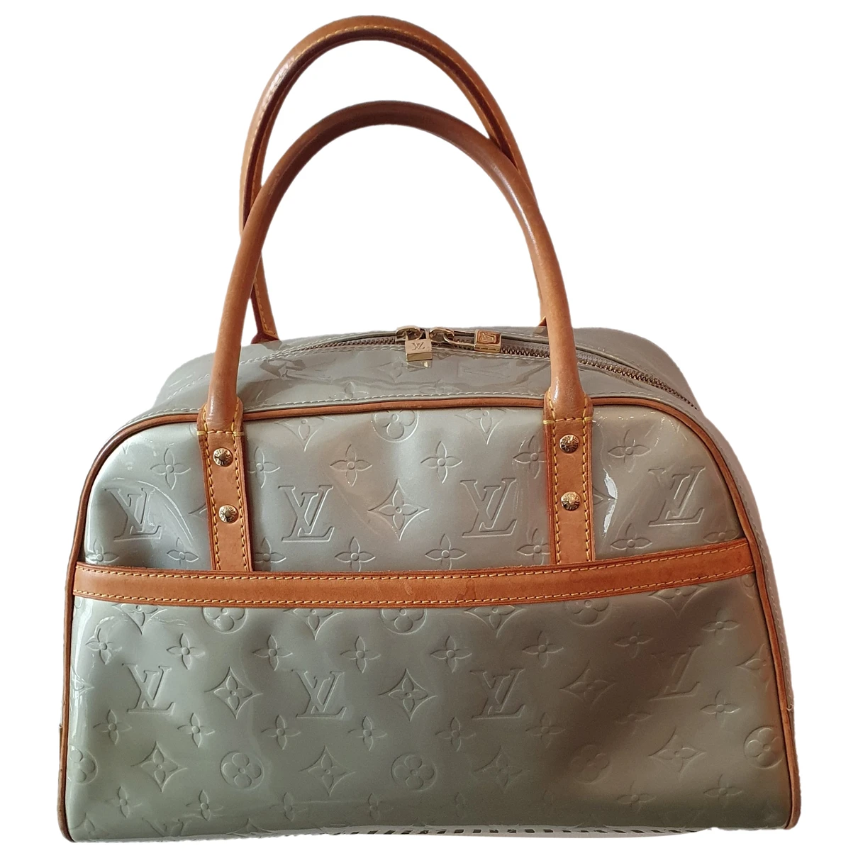 Pre-owned Louis Vuitton Tompkins Square Patent Leather Handbag In Green