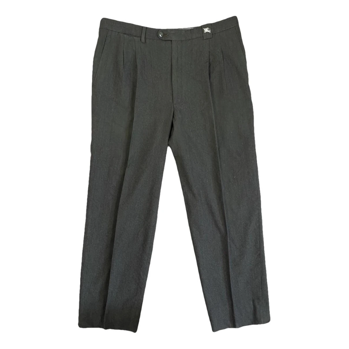 Pre-owned Burberry Wool Trousers In Khaki