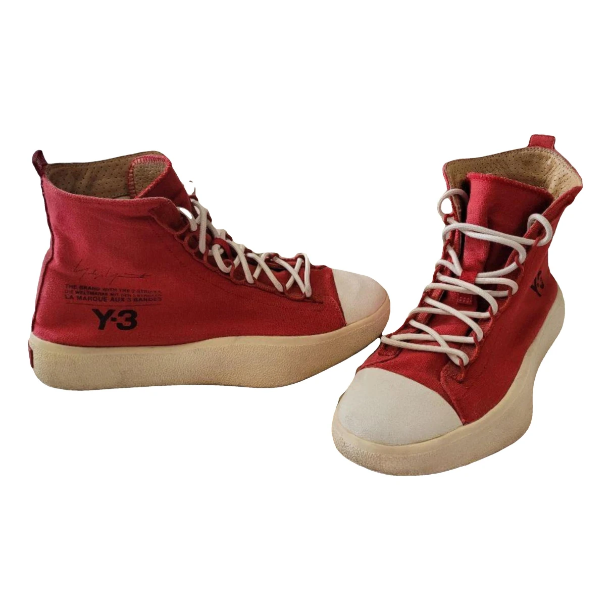 Pre-owned Y-3 Cloth High Trainers In Red