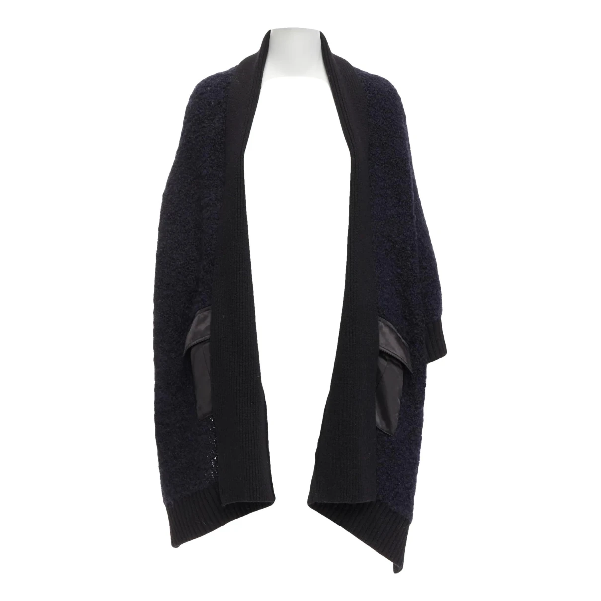 Pre-owned Sacai Wool Poncho In Navy