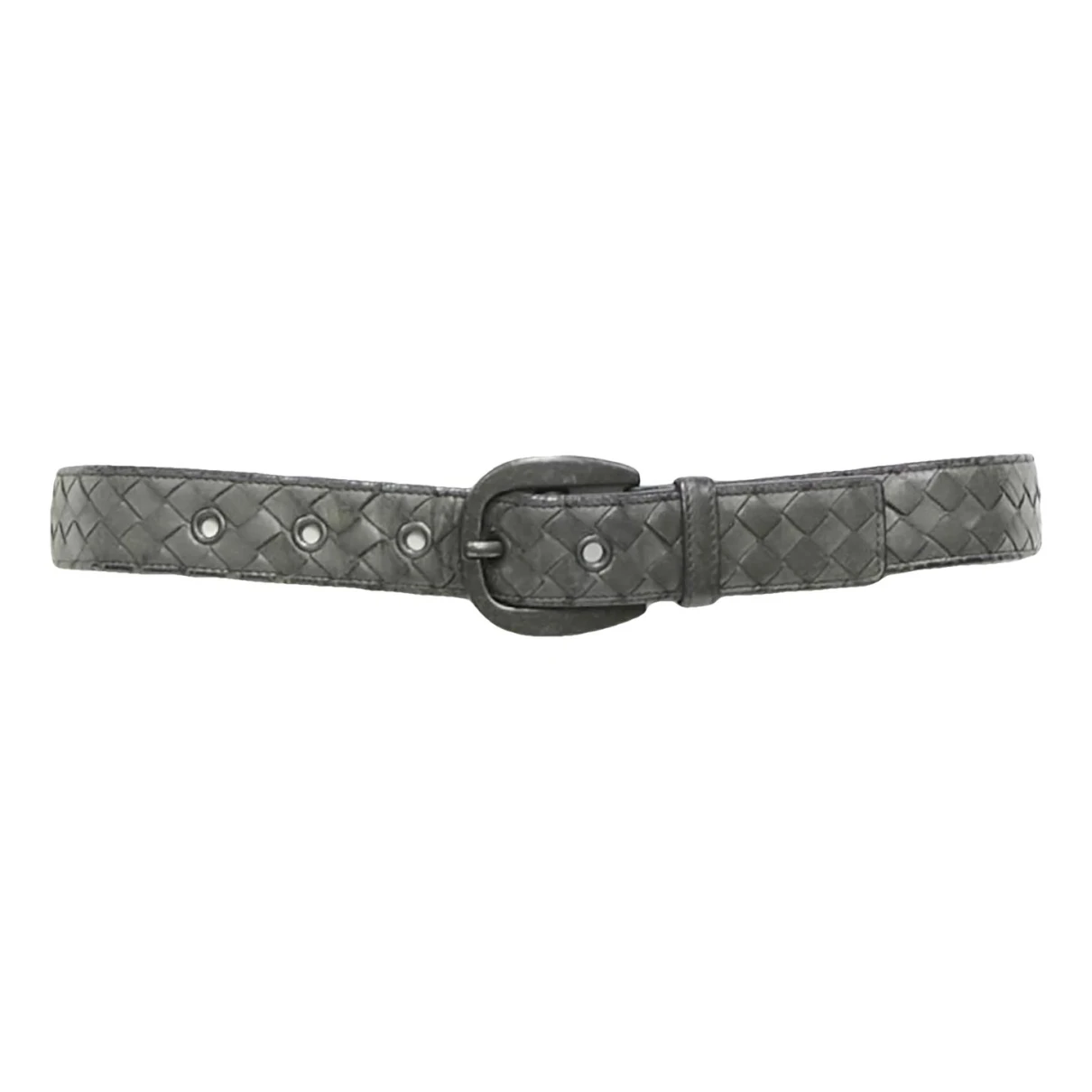 Pre-owned Bottega Veneta Leather Belt In Grey