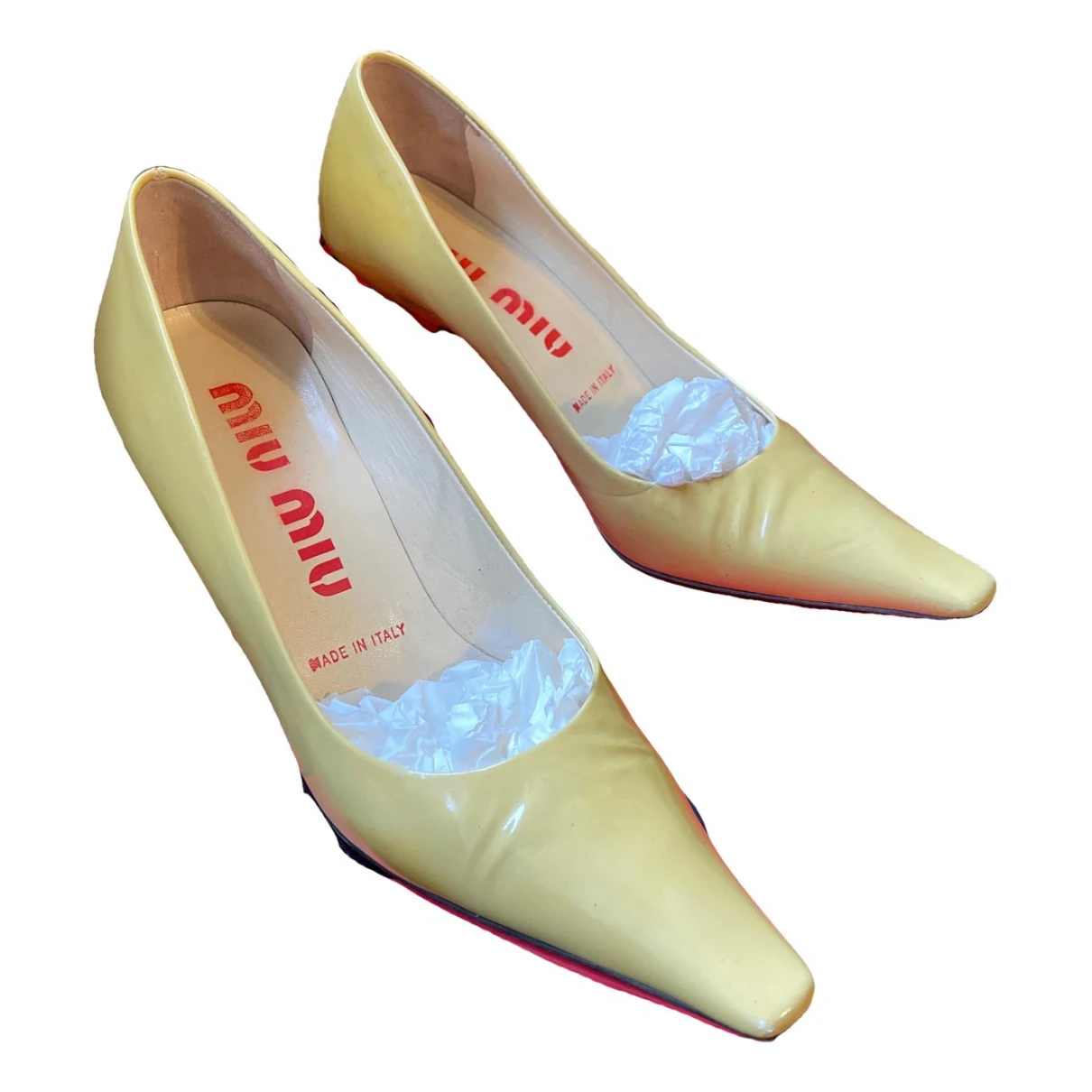 Pre-owned Miu Miu Leather Heels In Yellow