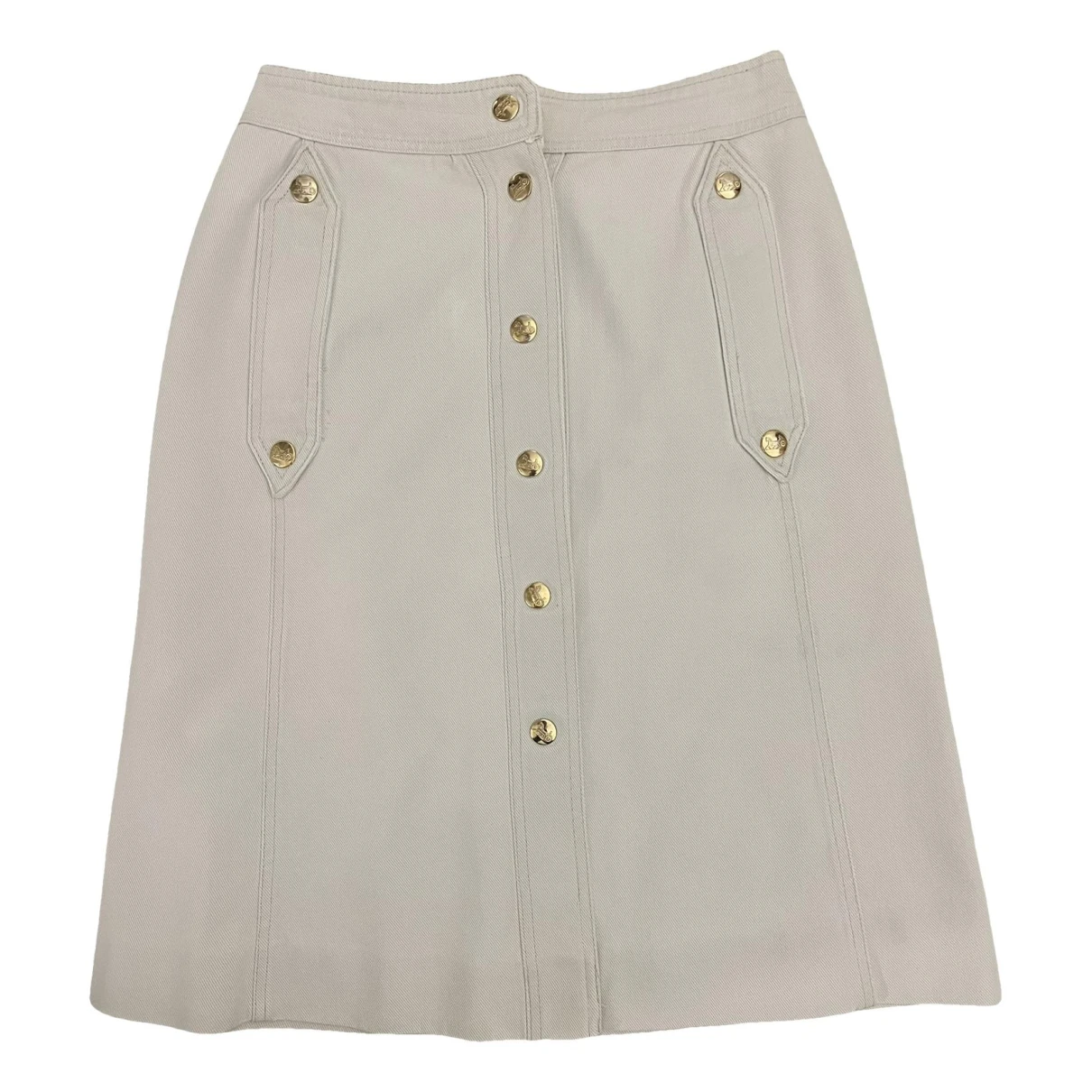 Pre-owned Celine Mid-length Skirt In White