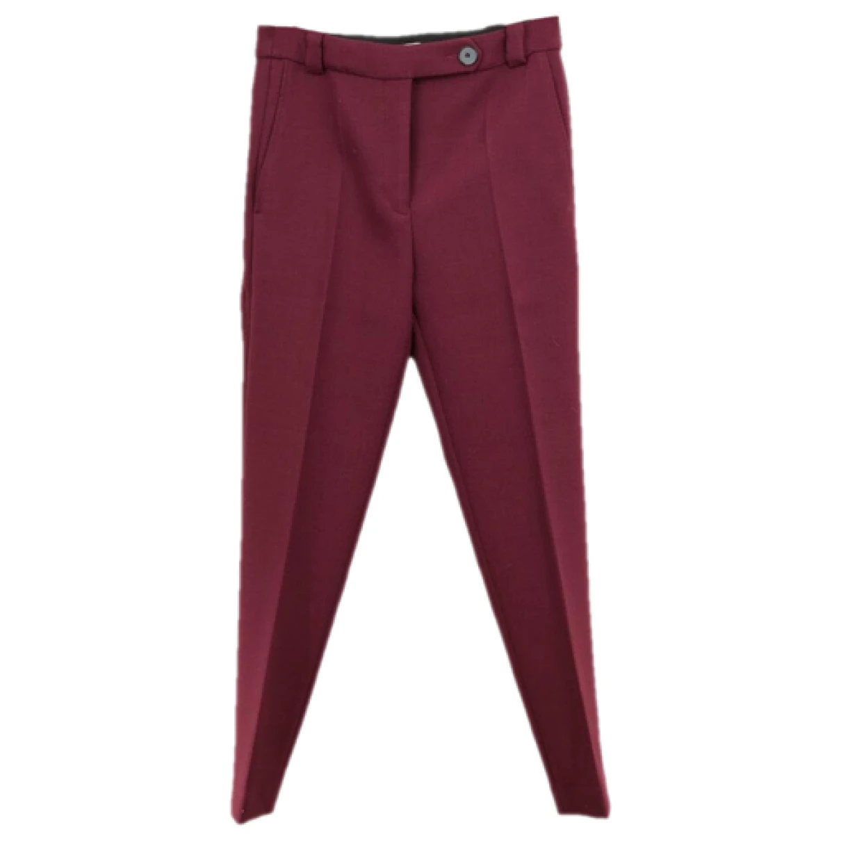 Pre-owned Sandro Straight Pants In Burgundy