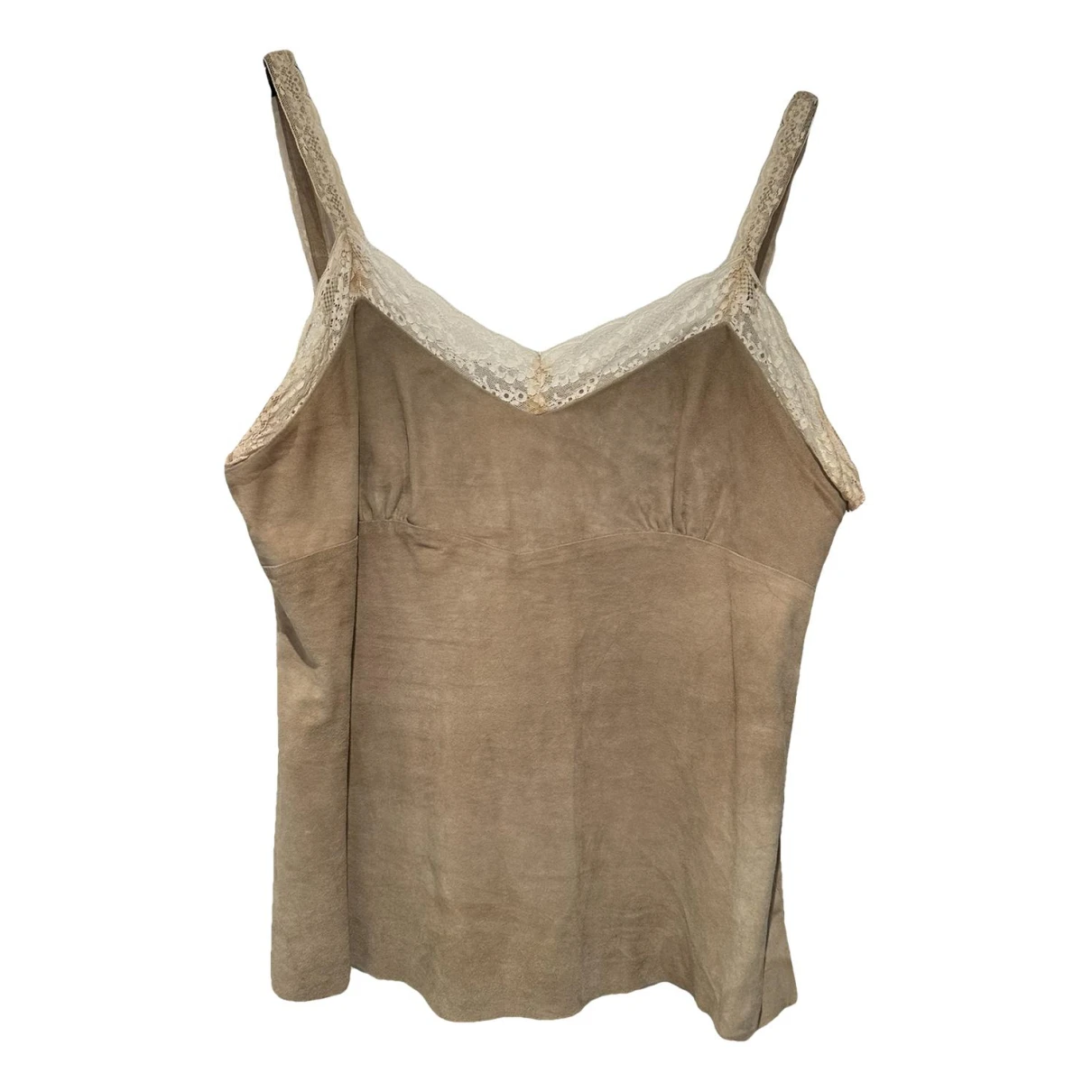 Pre-owned Gerard Darel Leather Camisole In Beige