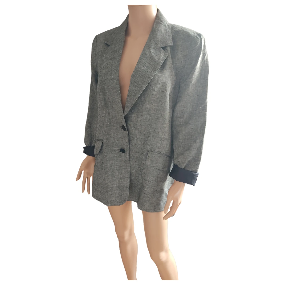 Pre-owned Kenzo Linen Blazer In Grey