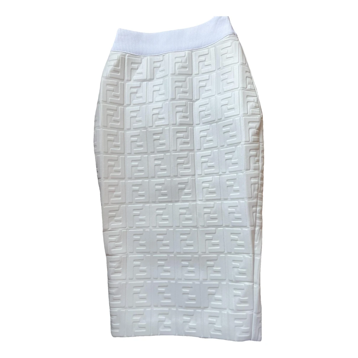 Pre-owned Fendi Leather Mid-length Skirt In White