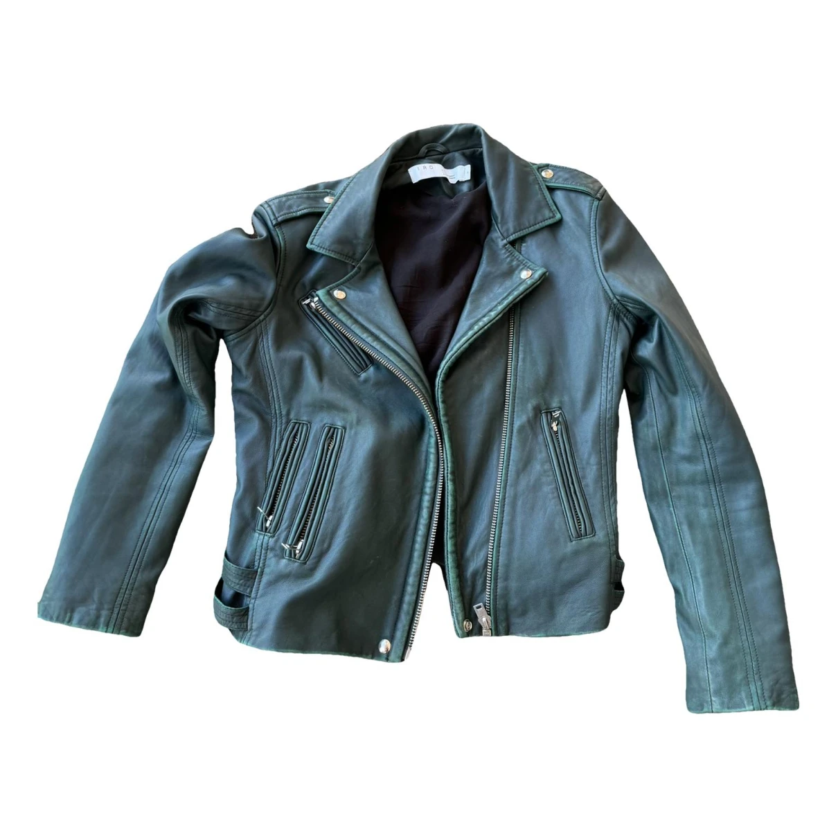 Pre-owned Iro Leather Biker Jacket In Green