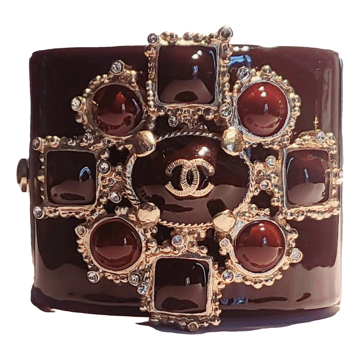 Pre-owned Chanel Gripoix Ceramic Bracelet In Burgundy