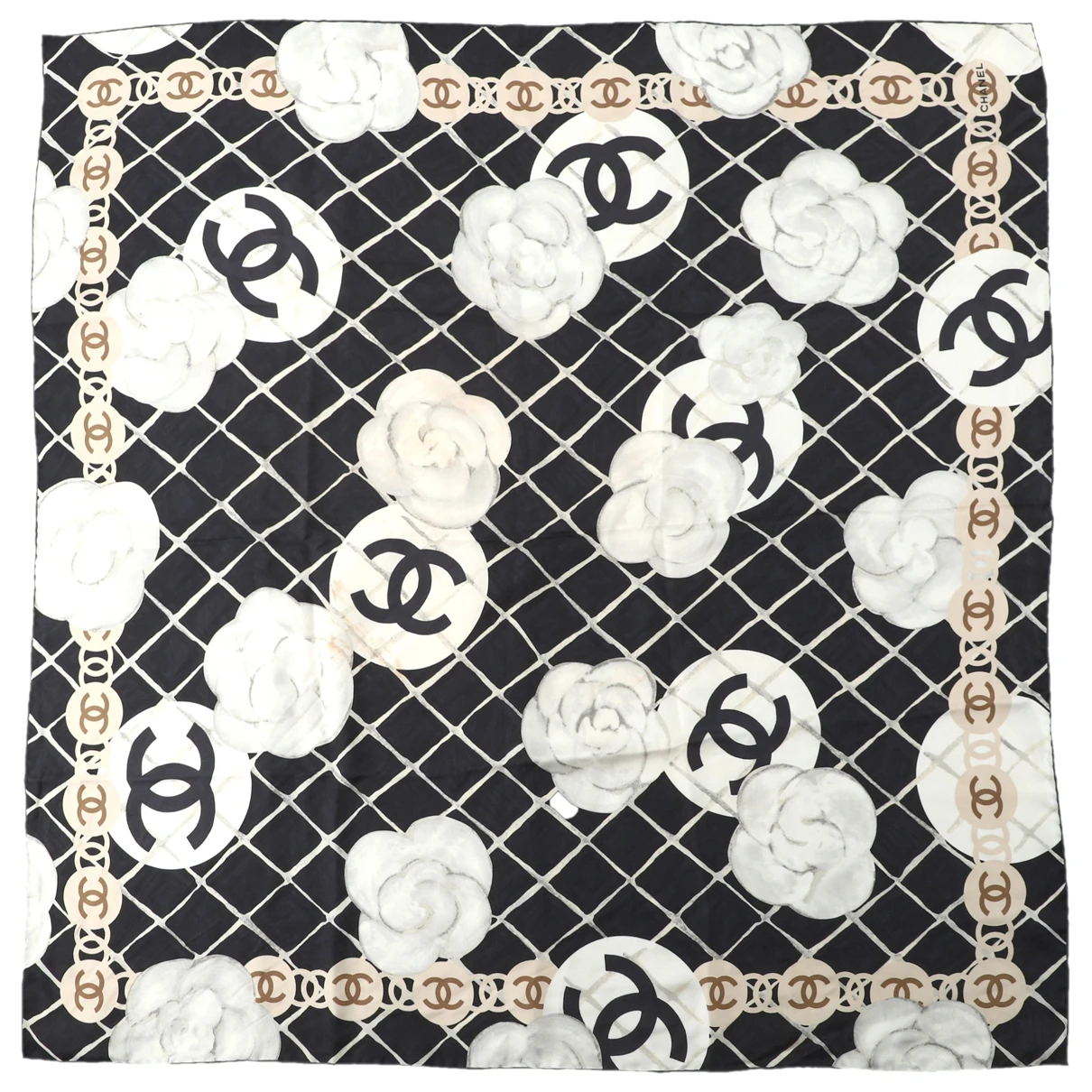 Pre-owned Chanel Silk Scarf In Black