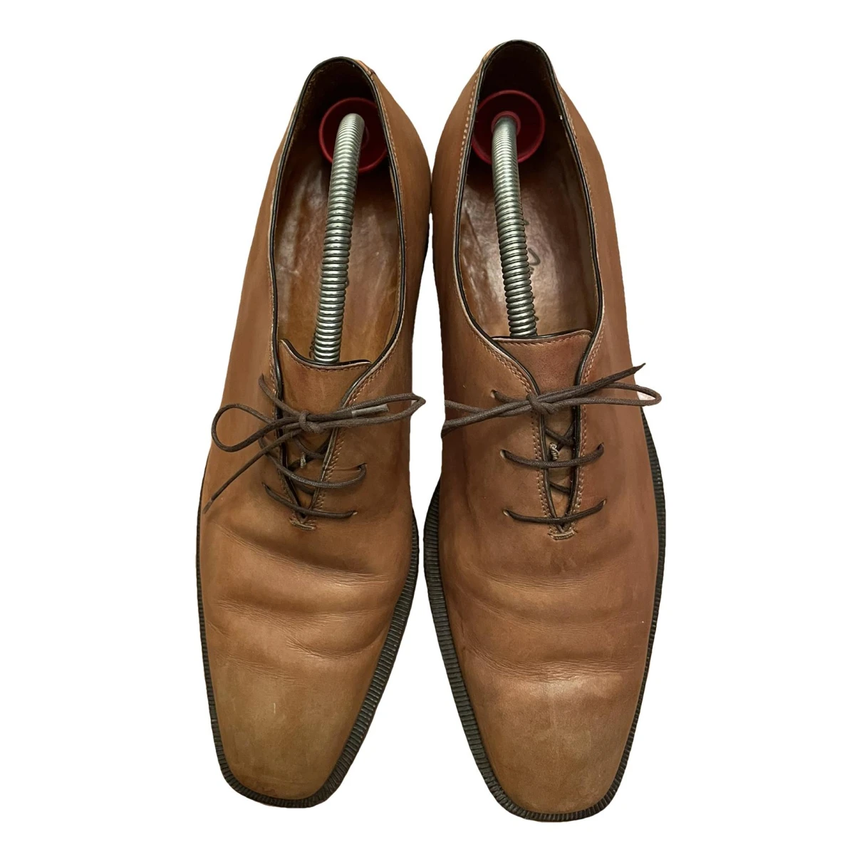 Pre-owned Sutor Mantellassi Leather Flats In Camel