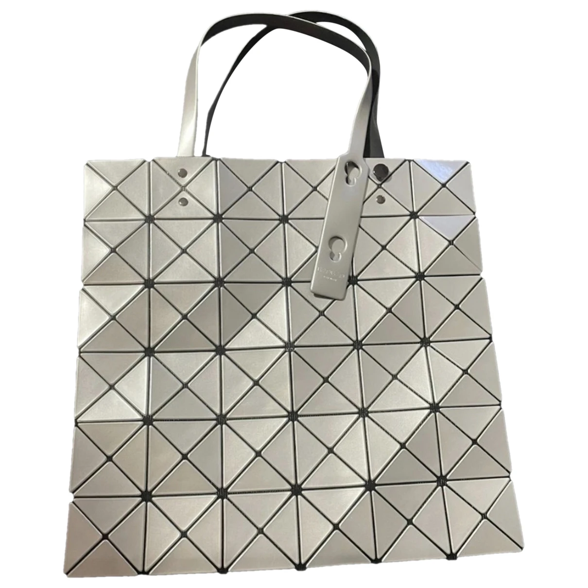Pre-owned Issey Miyake Vegan Leather Tote In Silver