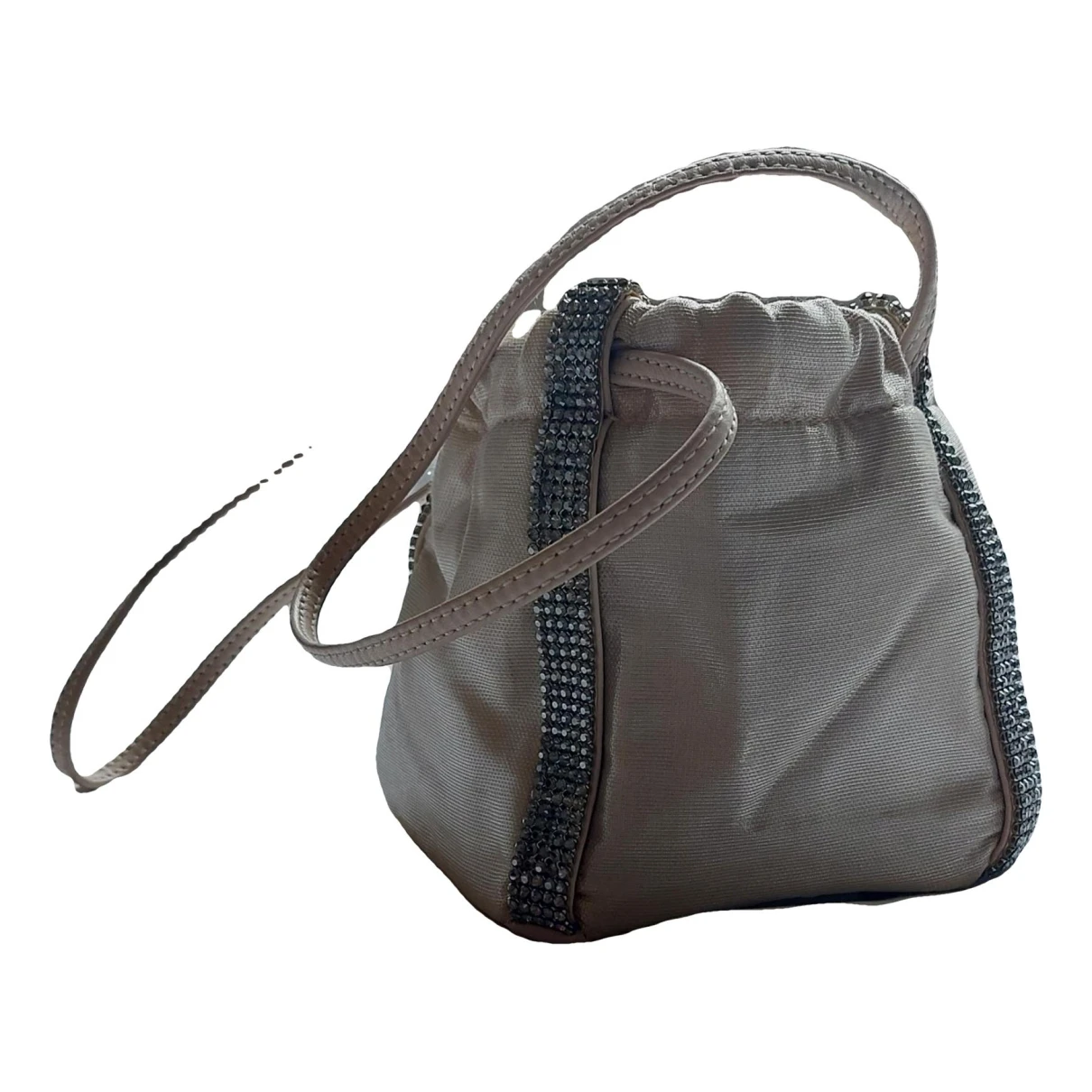 Pre-owned Swarovski Silk Clutch Bag In Beige