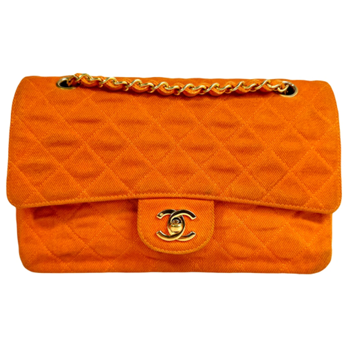 Pre-owned Chanel Timeless/classique Cloth Crossbody Bag In Orange