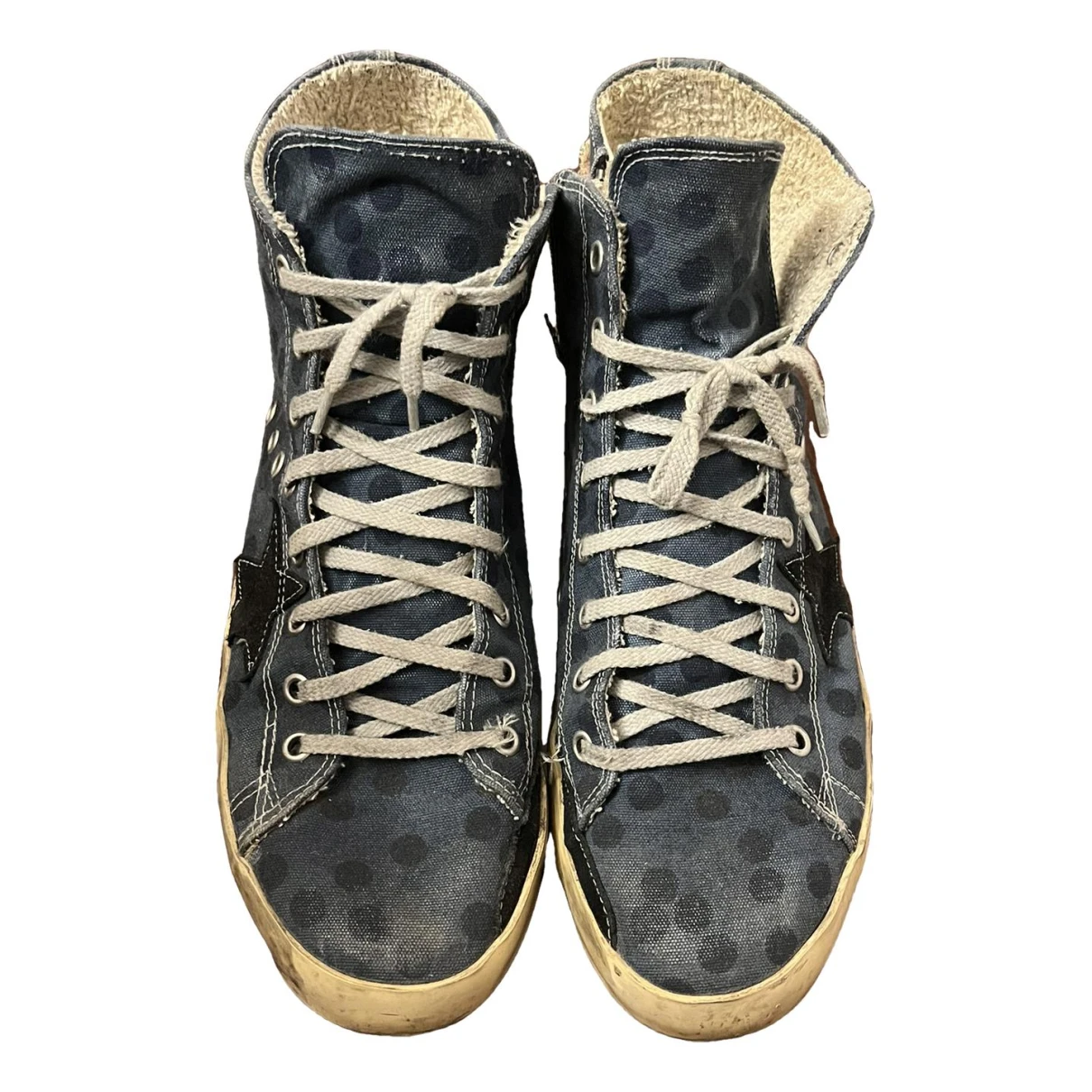 Pre-owned Golden Goose Francy Cloth Trainers In Blue