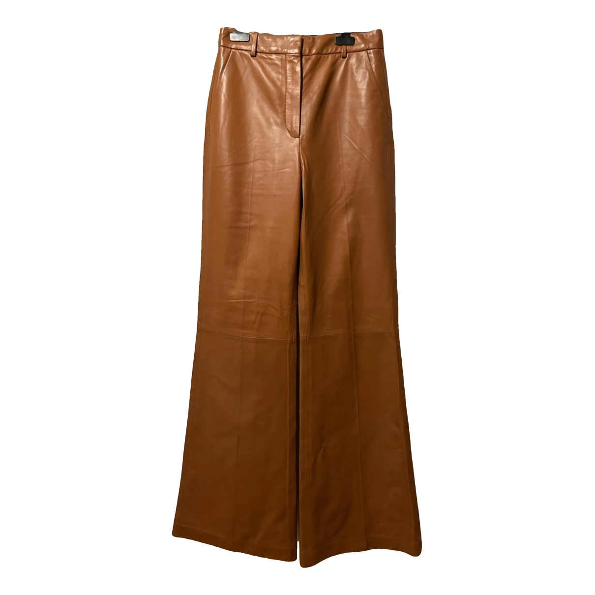 Pre-owned Joseph Leather Large Pants In Brown