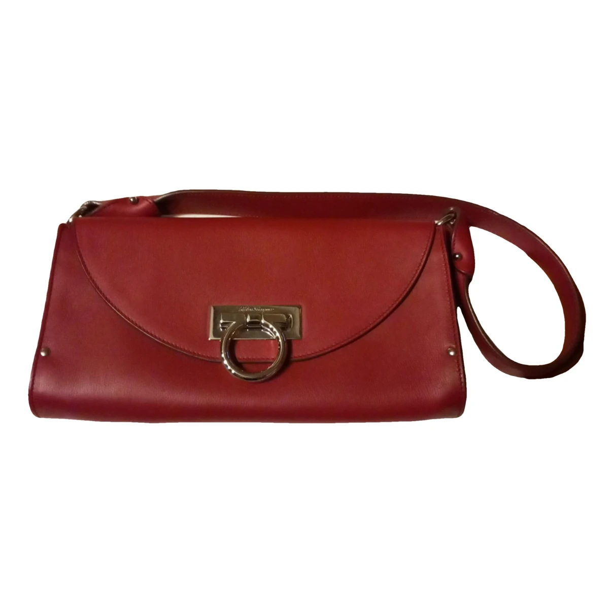 Pre-owned Ferragamo Leather Clutch Bag In Red