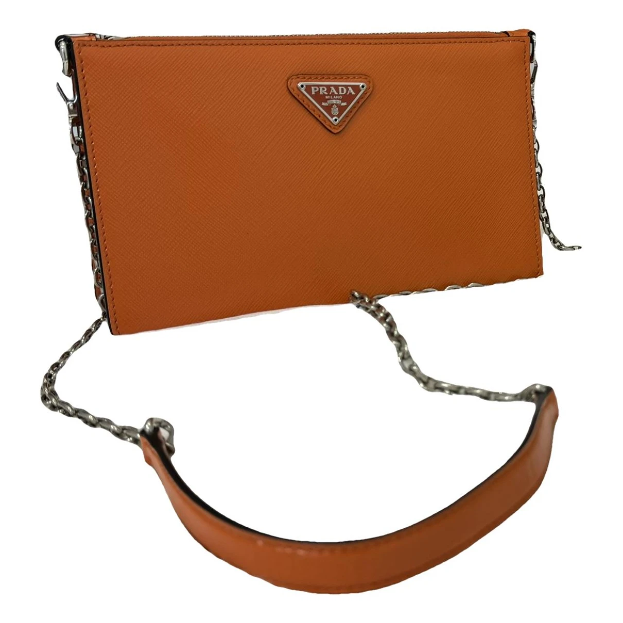 Pre-owned Prada Leather Crossbody Bag In Orange