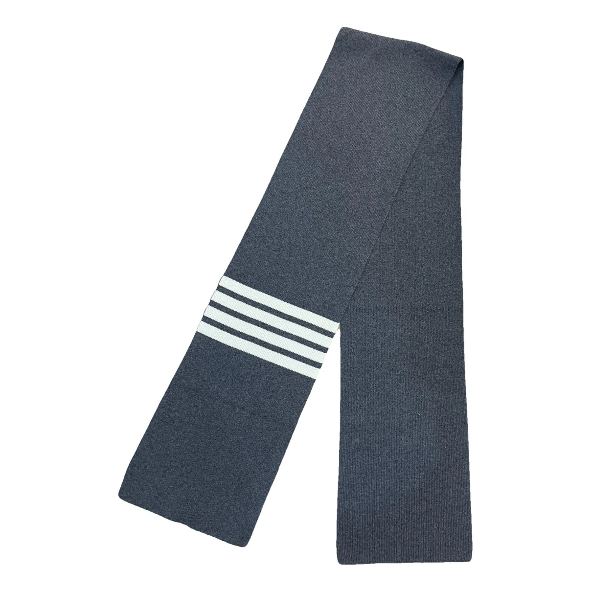 Pre-owned Thom Browne Wool Scarf & Pocket Square In Anthracite