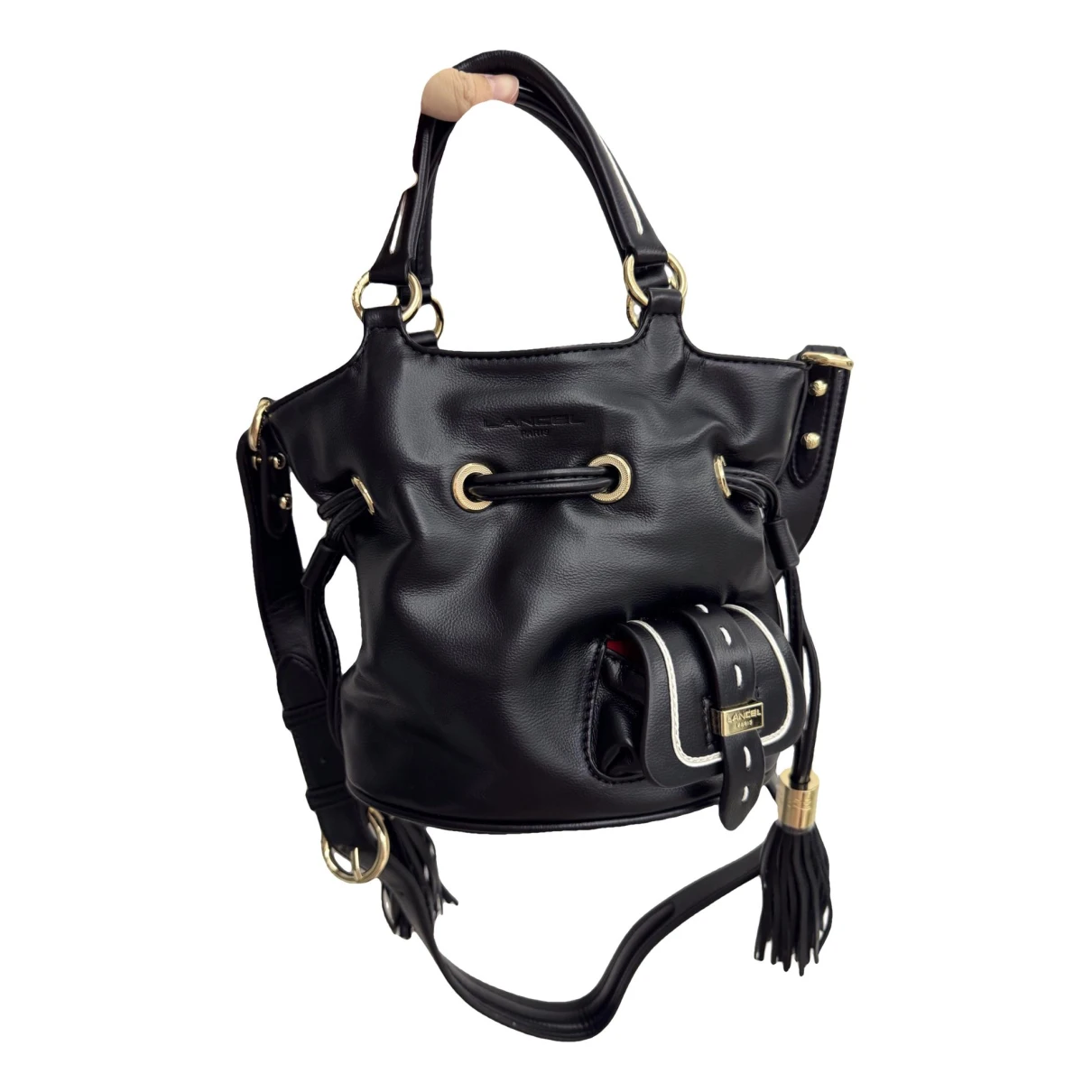 Pre-owned Lancel 1er Flirt Leather Bag In Black
