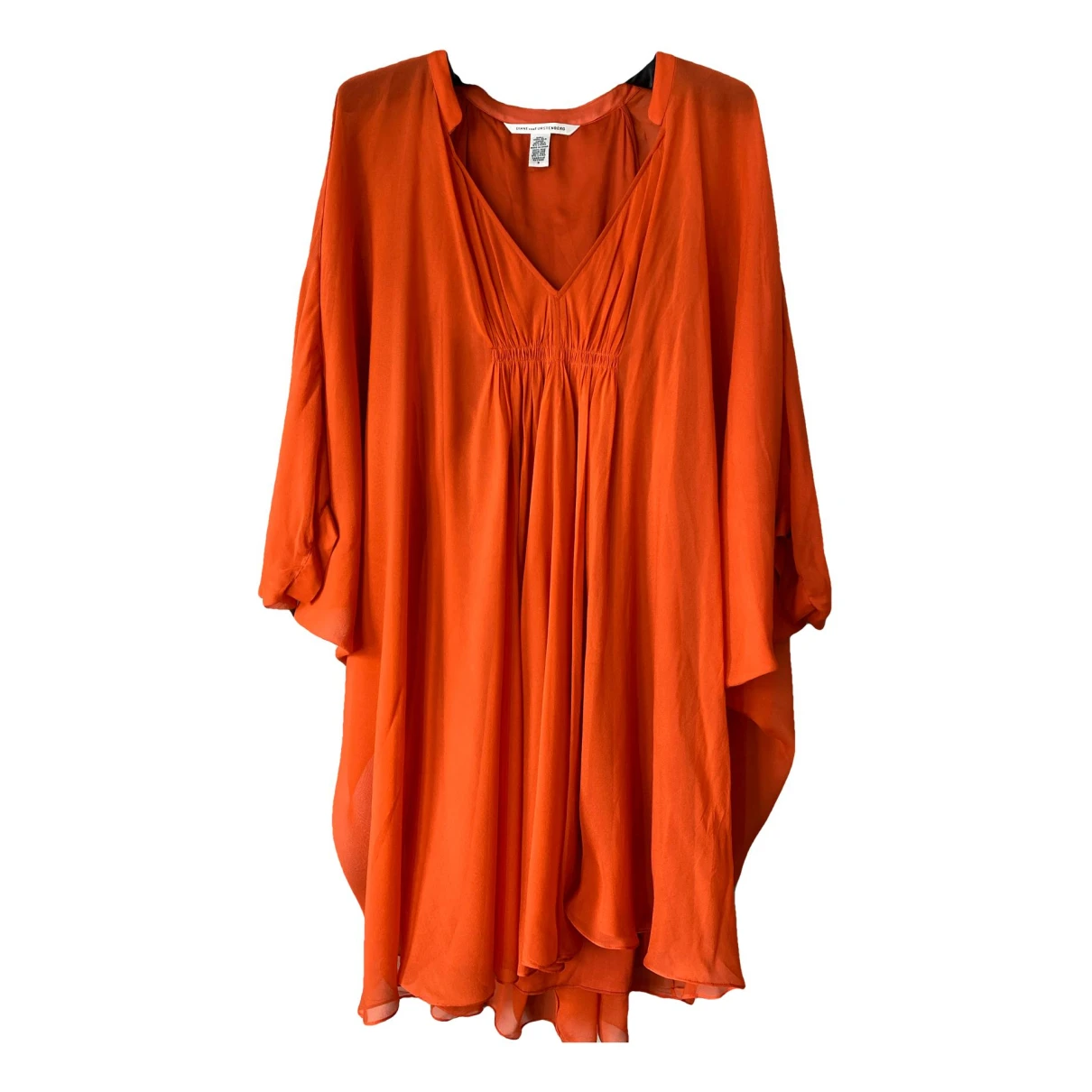Pre-owned Diane Von Furstenberg Silk Mid-length Dress In Orange
