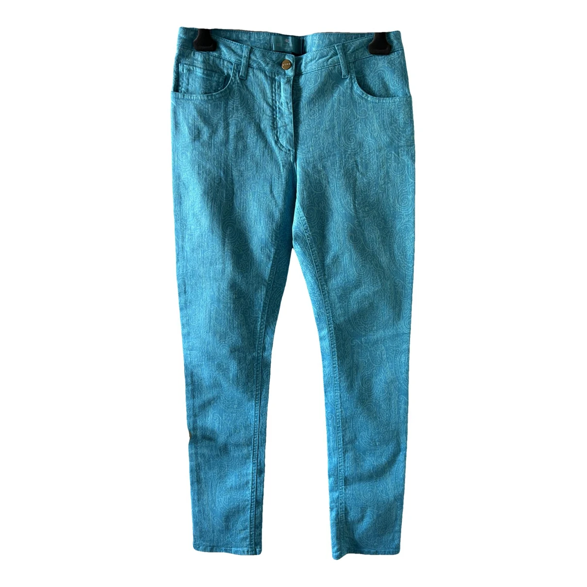 Pre-owned Etro Straight Jeans In Turquoise
