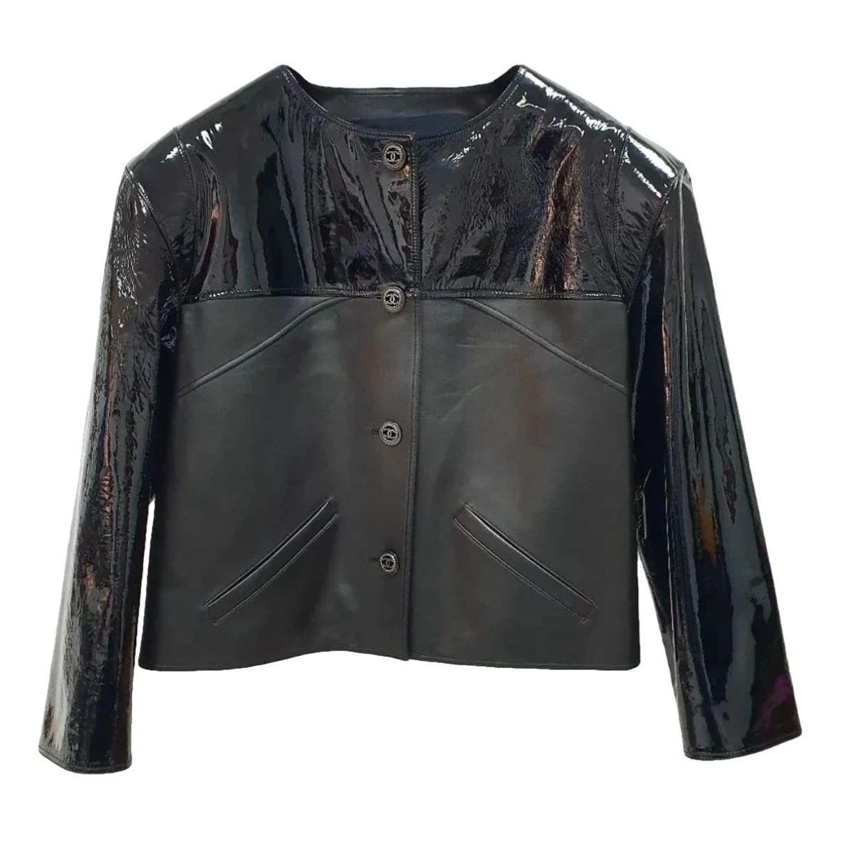 Pre-owned Chanel Leather Biker Jacket In Black