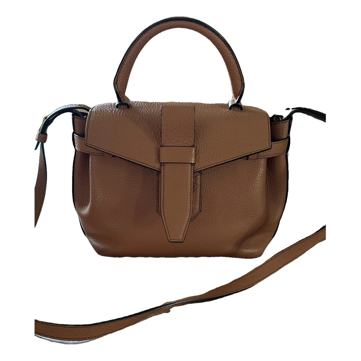 Pre-owned Lancel Charlie Leather Handbag In Camel
