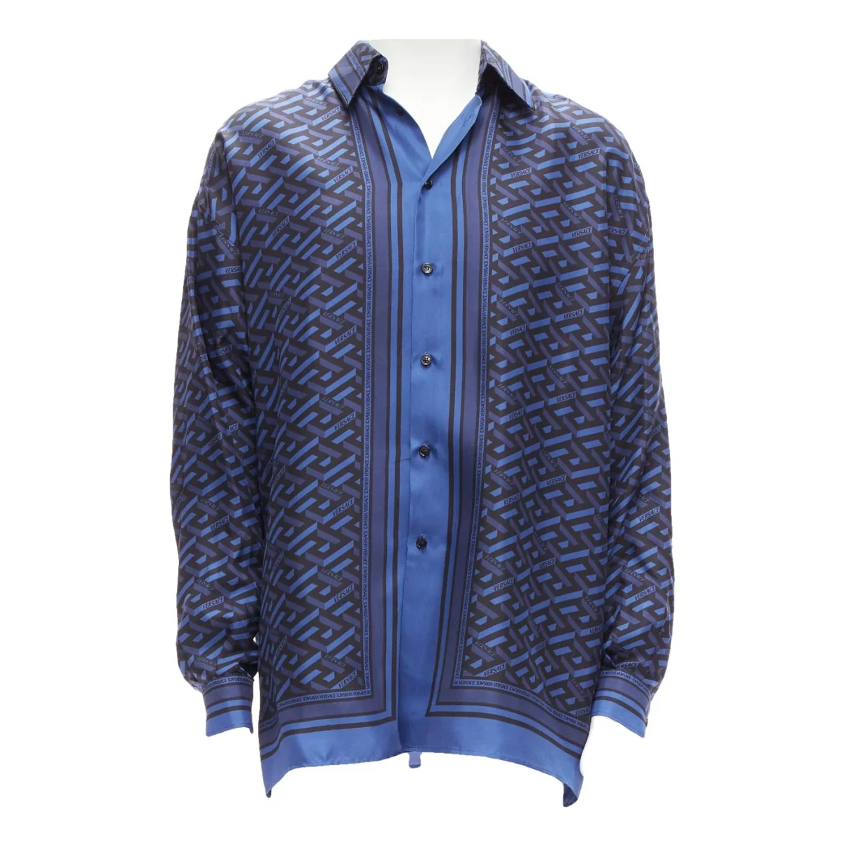 Pre-owned Versace Silk Shirt In Blue