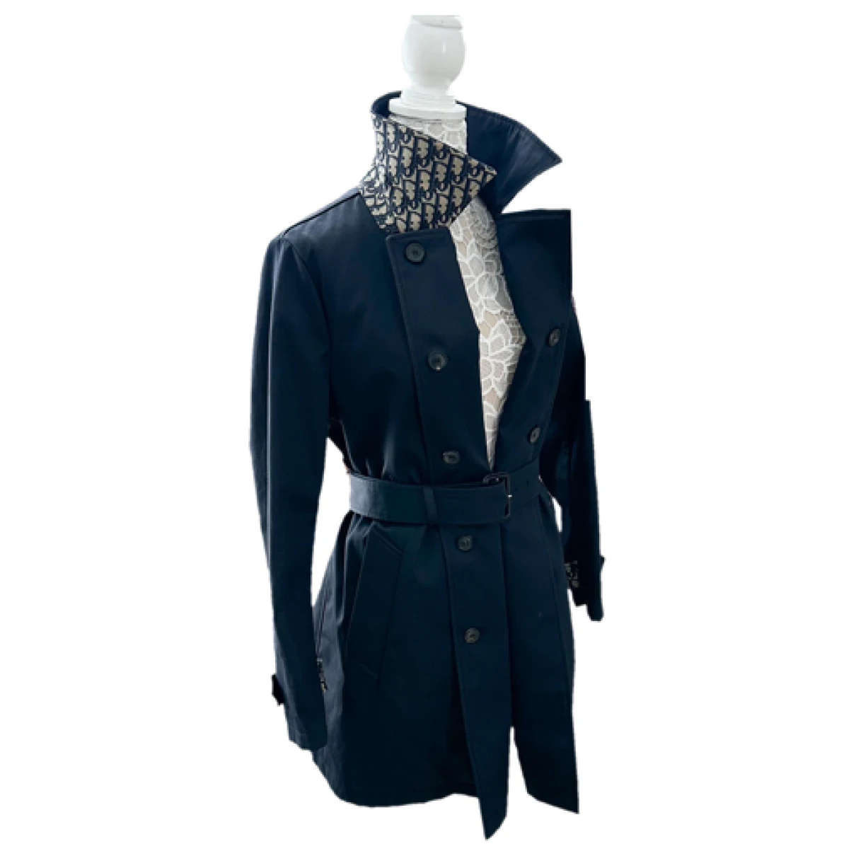 Pre-owned Dior Trench Coat In Blue