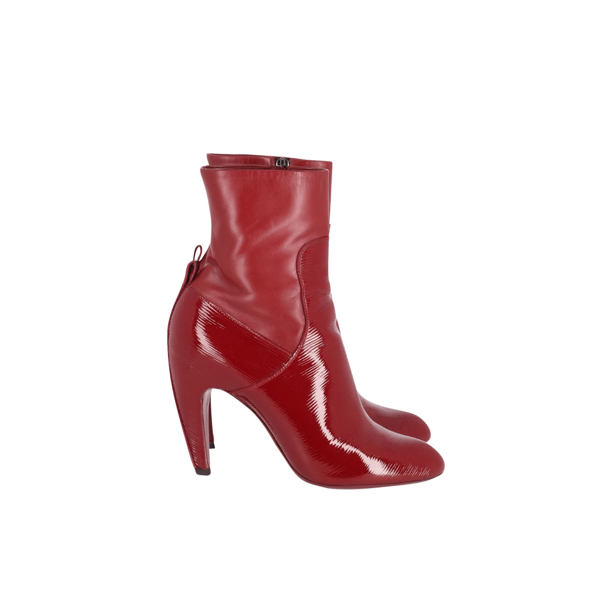 Pre-owned Louis Vuitton Patent Leather Ankle Boots In Red