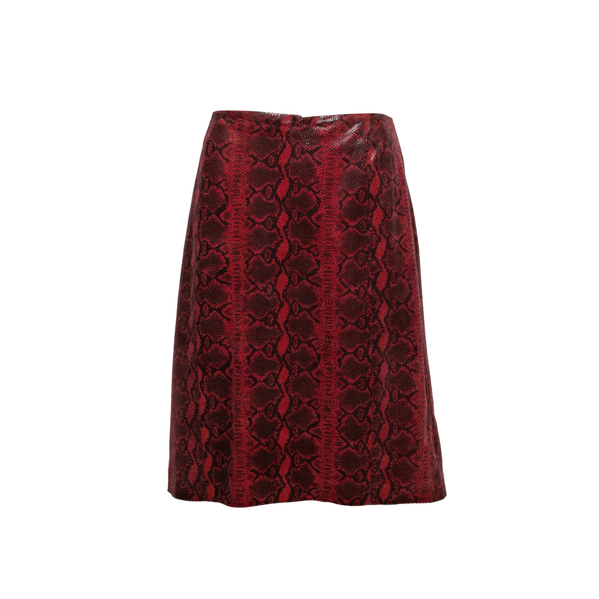 Pre-owned Oscar De La Renta Exotic Leathers Skirt In Red